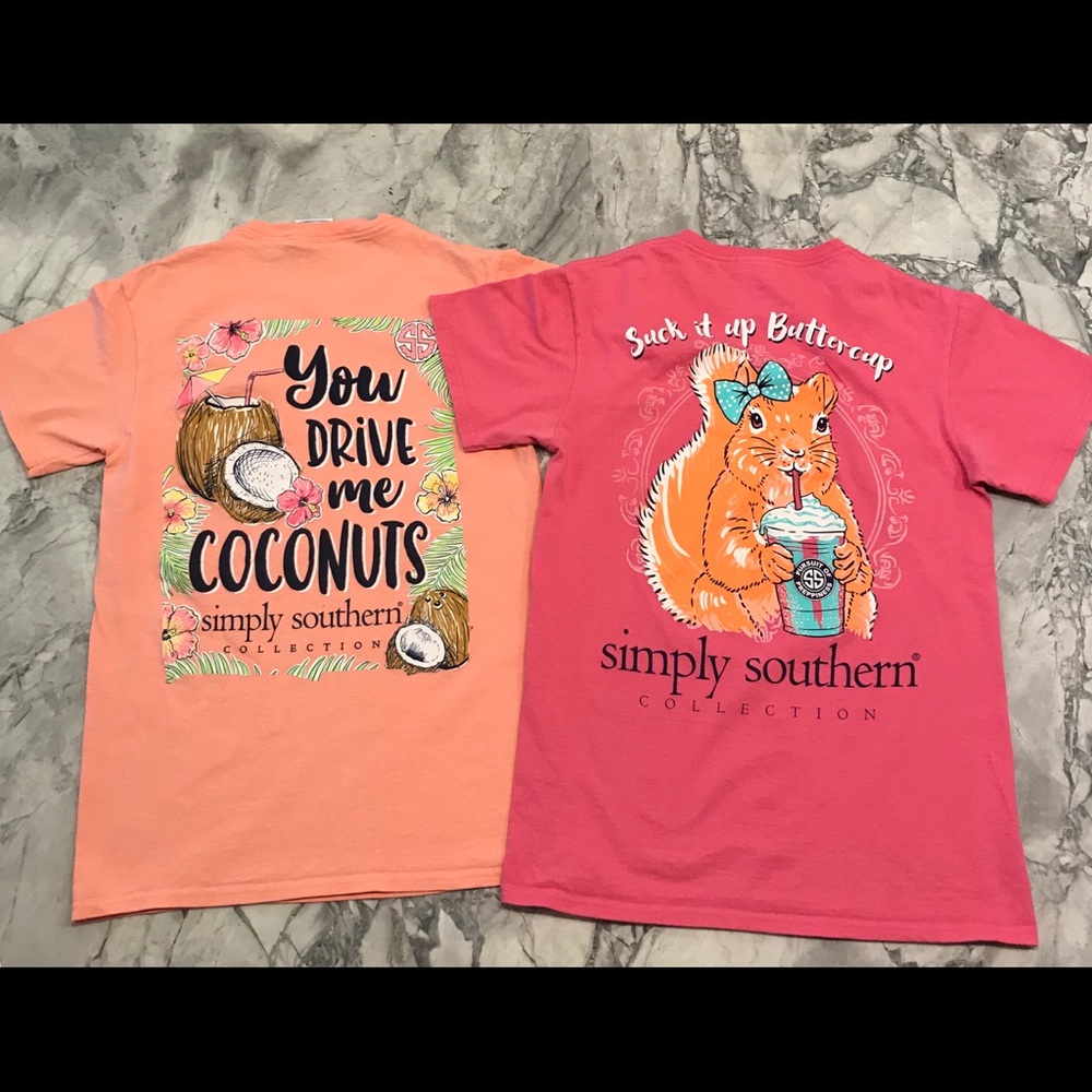 TWO Simply Southern T-shirts Small